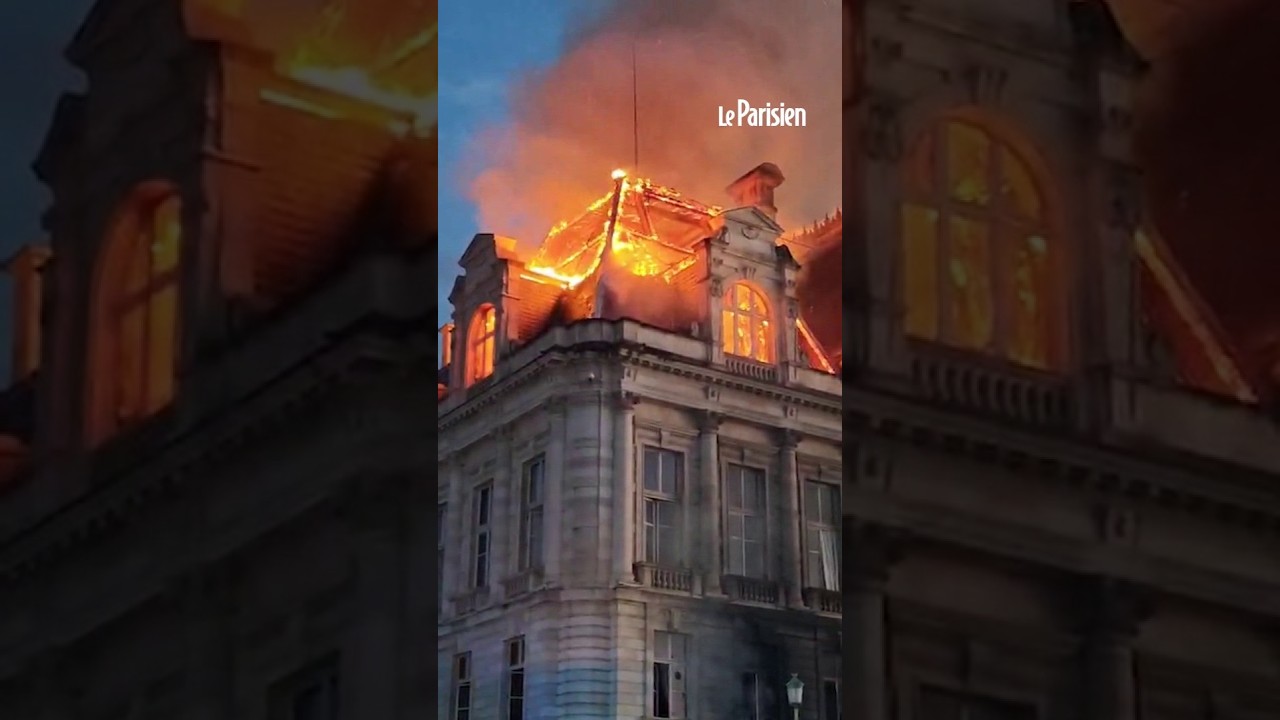 La mairie de Limoges en feu, en marge de la mobilisation du 17 octobre